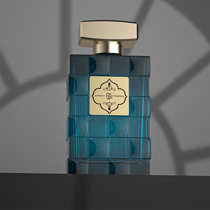 Dark blue perfume bottle